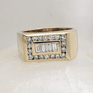 Beautiful Men's 1CT Diamond Ring 14K Solid Yellow Gold
